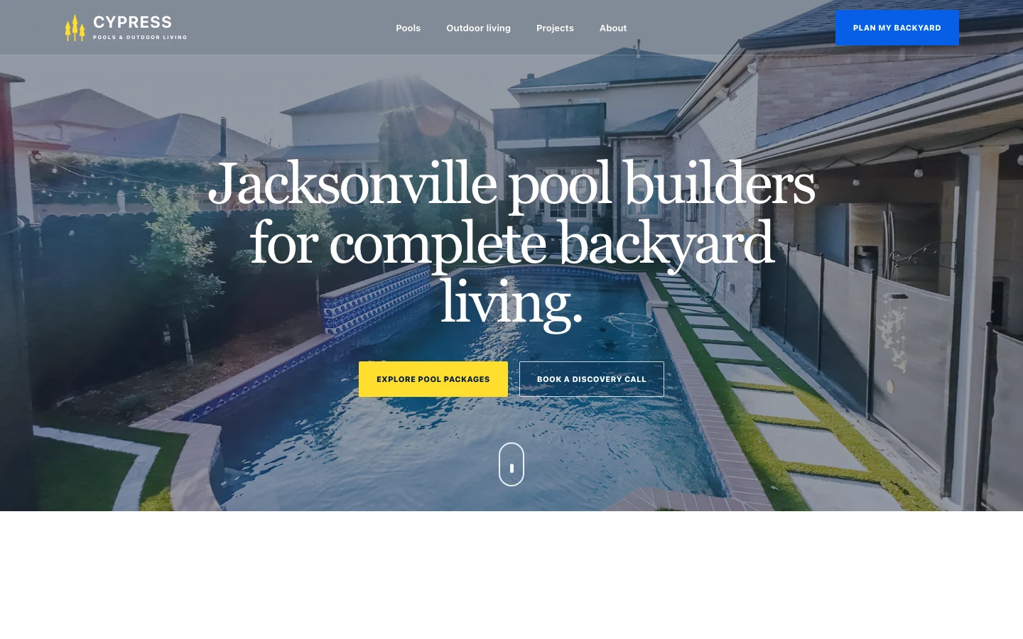 Cypress: original pools & outdoor living website concept